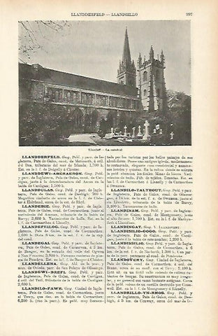LAMINA ESPASA 1763: Catedral de Llandaff Gales