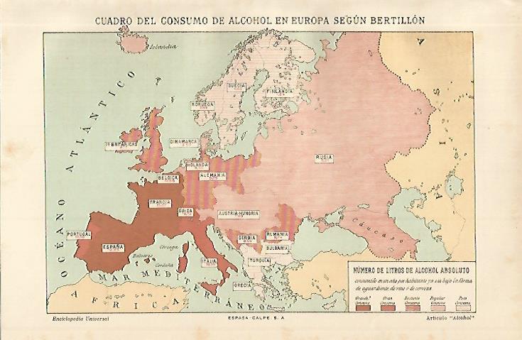 LAMINA ESPASA 9971: Mapa del consumo de alcohol en Europa