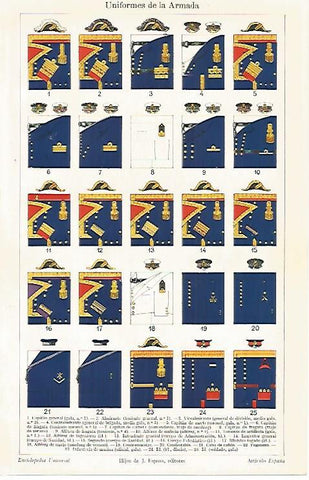LAMINA ESPASA 10204: Uniformes de la Armada de España