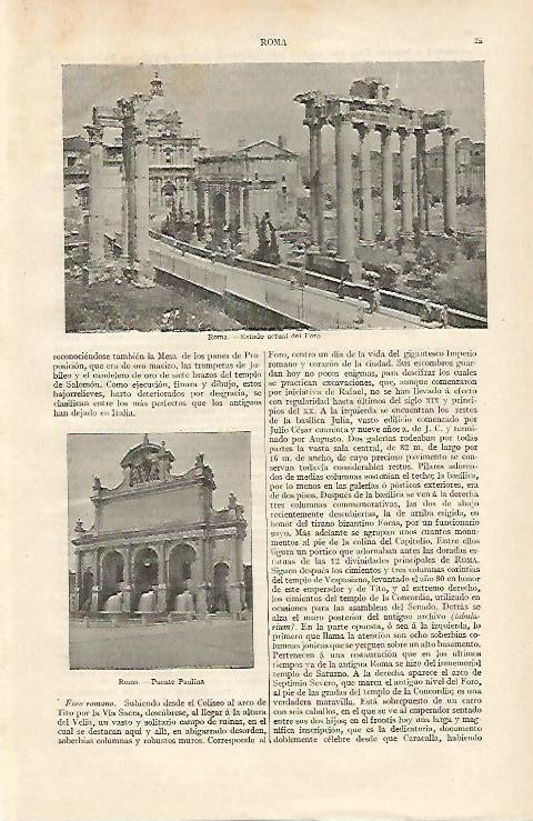 LAMINA ESPASA 16868: Foro y Puente Paulina en Roma