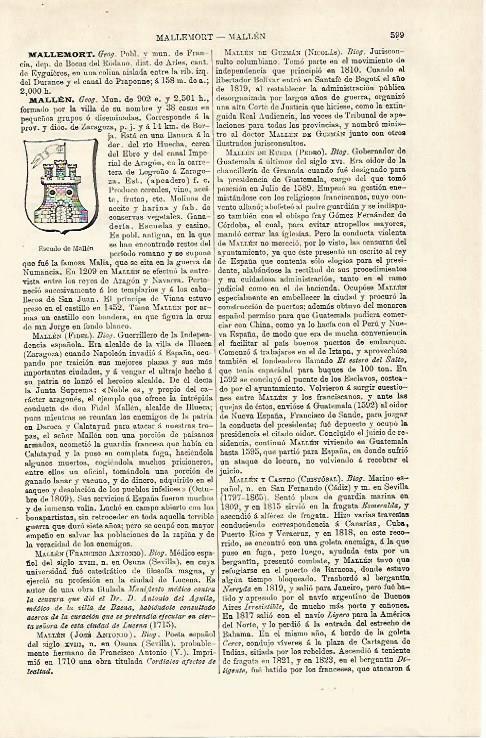LAMINA ESPASA 18586: Escudo de Mallen Zaragoza