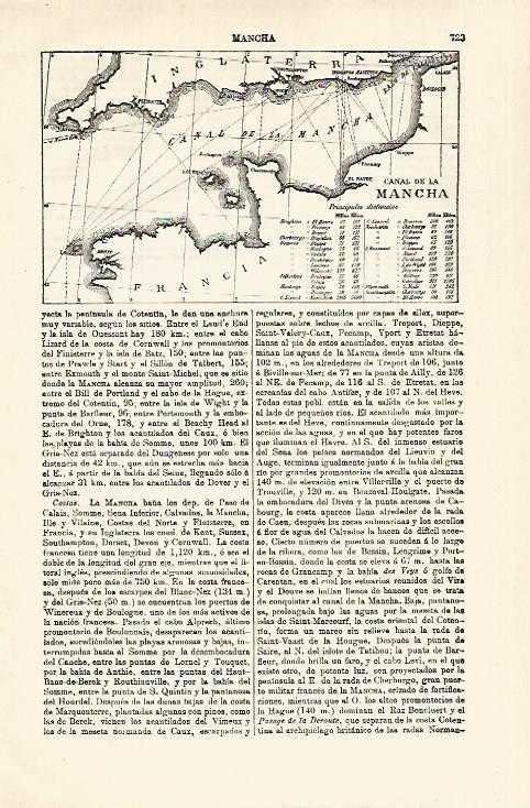 LAMINA ESPASA 18598: Mapa del Canal de la Mancha