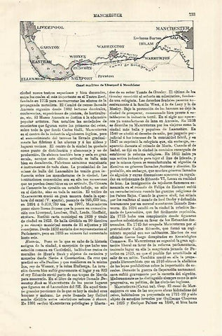 LAMINA ESPASA 18603: Mapa del canal entre Liverpool y Manchester