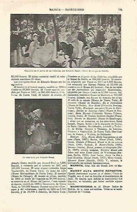 LAMINA ESPASA 18610: Obras por E. Manet