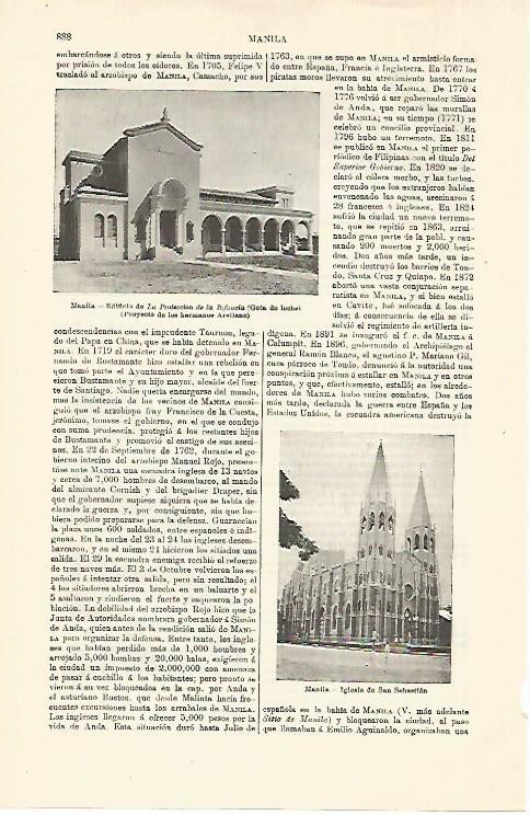 LAMINA ESPASA 18629: Iglesia de San Sebastian en Manila