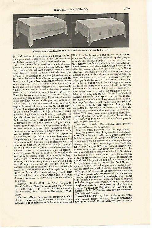LAMINA ESPASA 18661: Manteles de la casa Hijos de Antonio Feliu de Barcelona