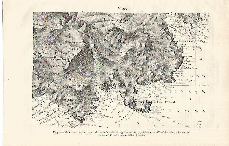 LAMINA ESPASA 18707: Fragmento de carta marina de 1887