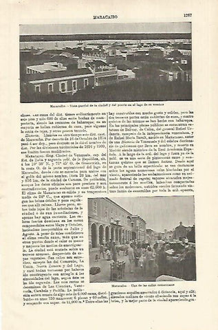 LAMINA ESPASA 18727: Calle y vista parcial de Maracaibo