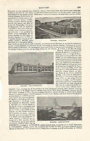 LAMINA ESPASA 18728: Plaza Sucre Casa de Beneficiencia e Iglesia en Maracaibo