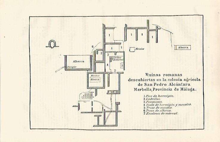 LAMINA ESPASA 18733: Plano de las ruinas romanas de Marbella