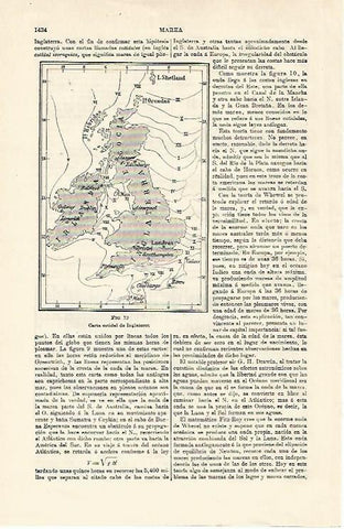 LAMINA ESPASA 18750: Carta cotidal de Inglaterra