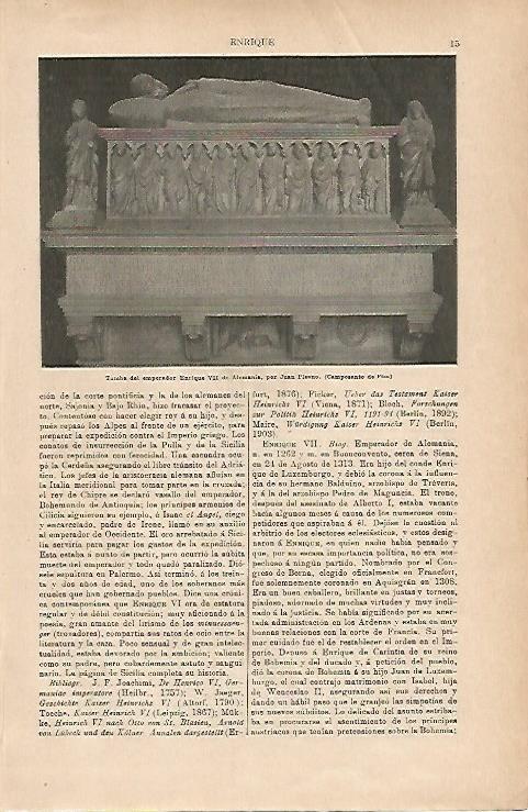 LAMINA ESPASA 18768: Tumba de Enrique VII de Alemania