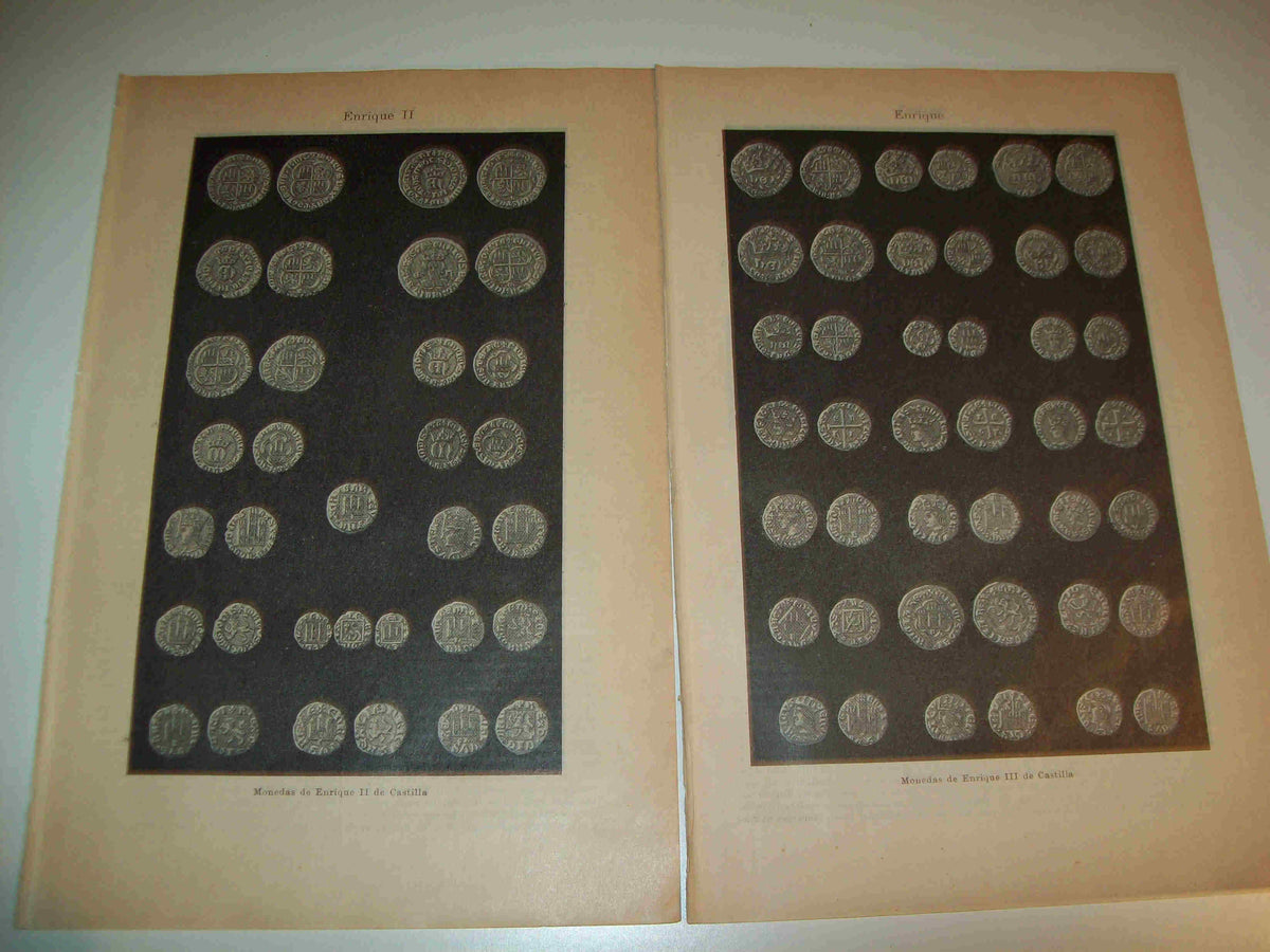 LAMINA ESPASA 18772: Monedas de Enrique II y de Enrique III de Castilla
