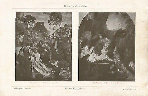 LAMINA ESPASA 18791: Entierro de Cristo por Rembrandt