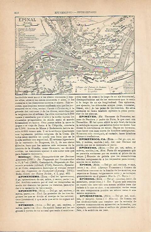 LAMINA ESPASA 18810: Plano de Epinal Francia