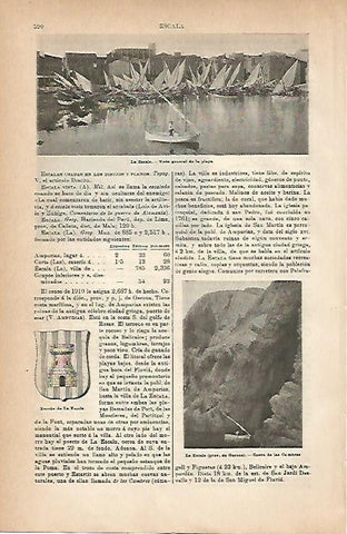 LAMINA ESPASA 18843: Playa escudo y cueva de las Cambras en La Escala Girona