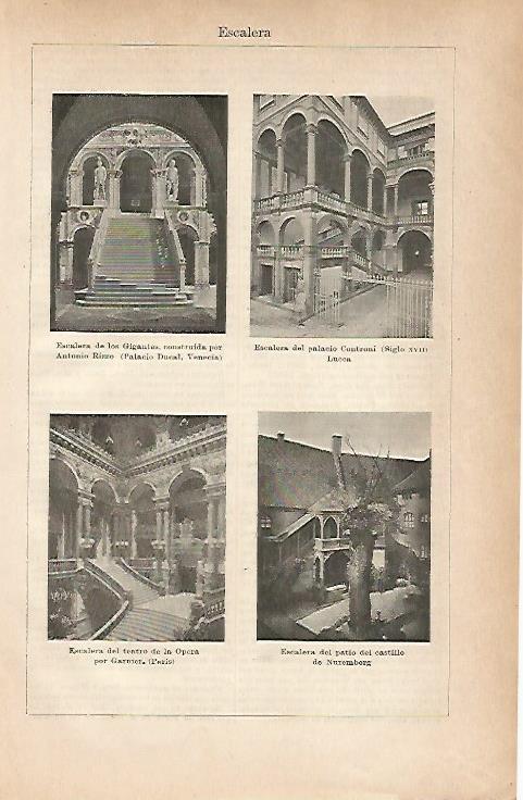 LAMINA ESPASA 18854: Escalera de Venecia Lucca Paris y Nuremberg