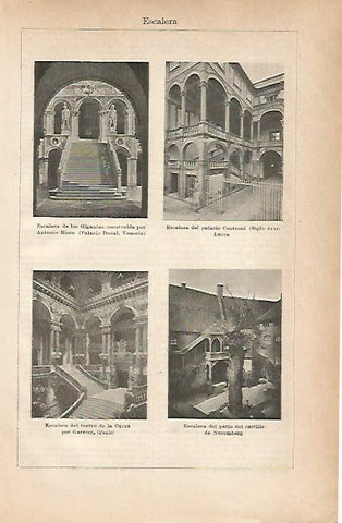 LAMINA ESPASA 18854: Escalera de Venecia Lucca Paris y Nuremberg