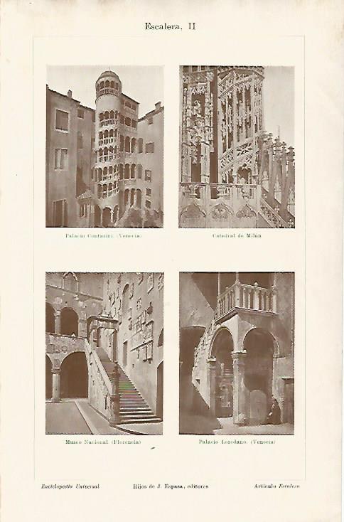 LAMINA ESPASA 18855: Escalera de Venecia Milan y Florencia 