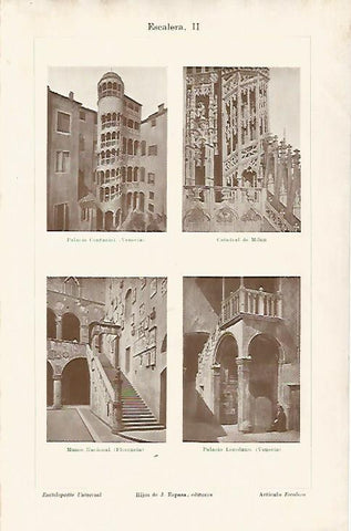 LAMINA ESPASA 18855: Escalera de Venecia Milan y Florencia 