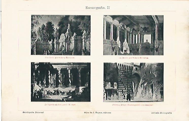LAMINA ESPASA 18869: Escenografias por Junyent y Soler y Rovirosa