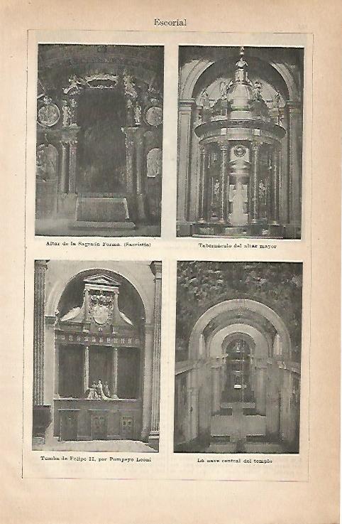 LAMINA ESPASA 18903: Tumba de Felipe II y altares de El Escorial