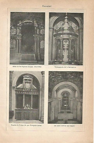 LAMINA ESPASA 18903: Tumba de Felipe II y altares de El Escorial