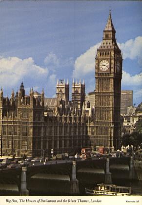 POSTAL 56756: Big Ben The Houses of Parliament and the River Thames London