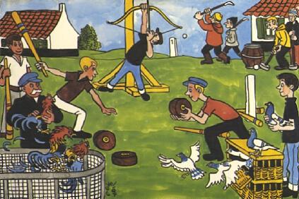 POSTAL 56834: Jeux du Nord (Flendre-Artois-Hainaut) Dessin original de Roland Cuvelier