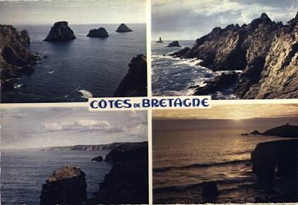 POSTAL 56996: Cotes de Bretagne La pointe du Raz les Tas de Pois le Cap Frehel et la cote sauvage de Quiberon