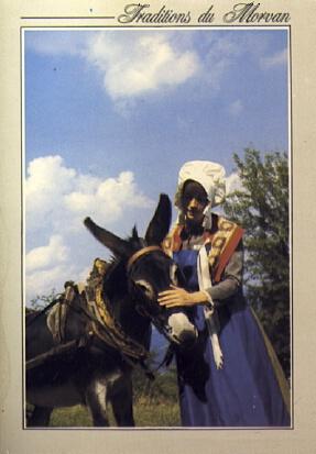 POSTAL 57110: Traditions du Morvan Une Morvandelle et son âne