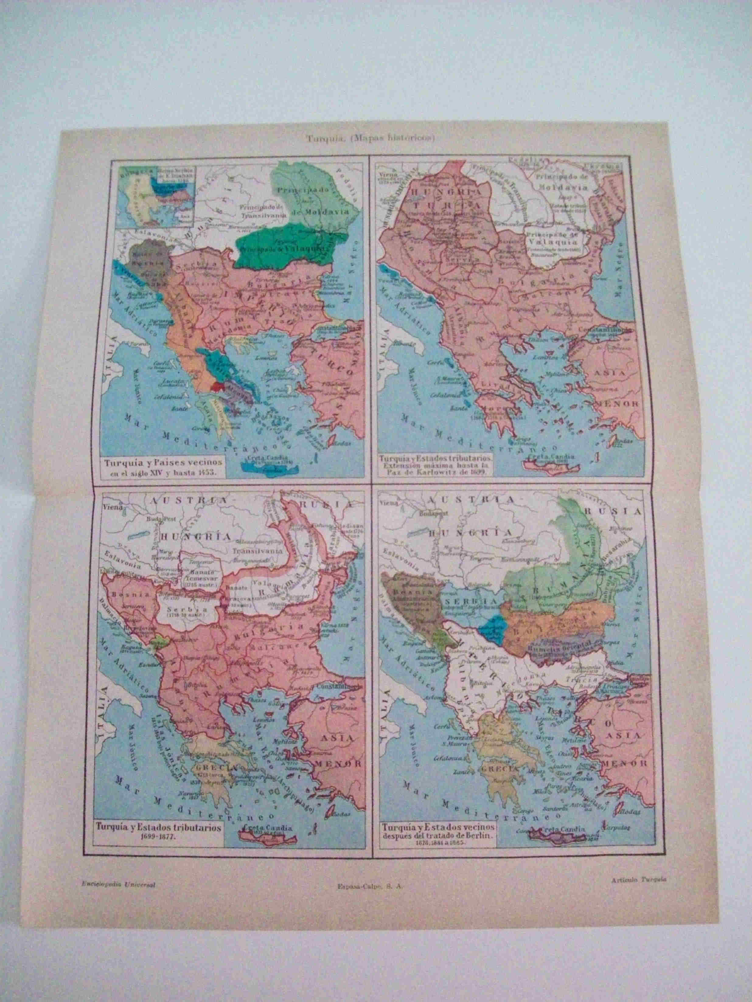 LAMINA ESPASA 12063: Mapas historicos de Turquia