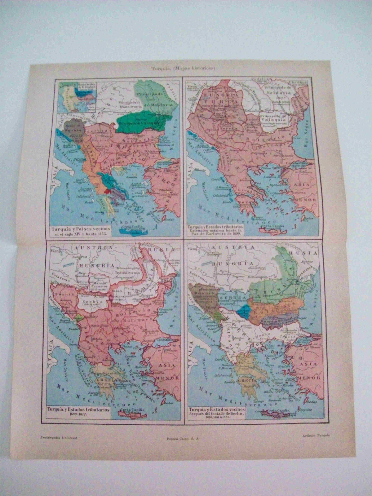 LAMINA ESPASA 12063: Mapas historicos de Turquia