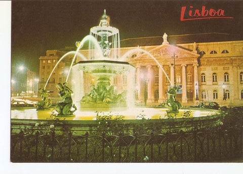 Postal 030764 : Lisboa (Portugal) Rossio - Fonte e Teatro