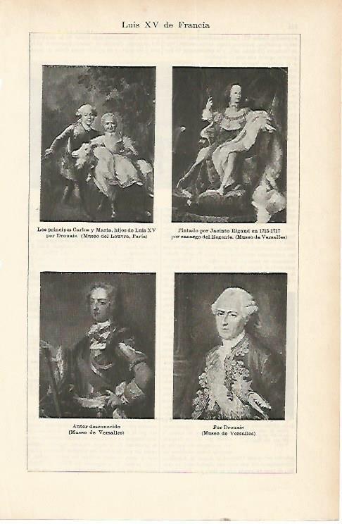LAMINA ESPASA 1795: Retratos de la familia de Luis XV de Francia