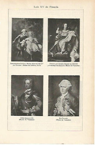 LAMINA ESPASA 1795: Retratos de la familia de Luis XV de Francia