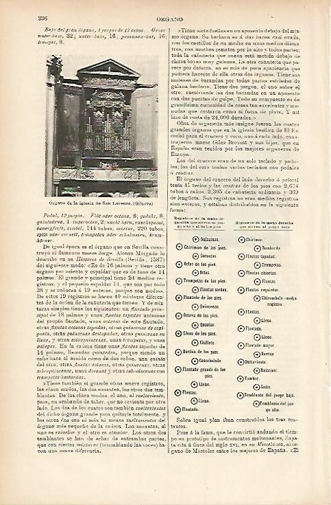 LAMINA ESPASA 7601: Organo de la iglesia de San Lorenzo Genova