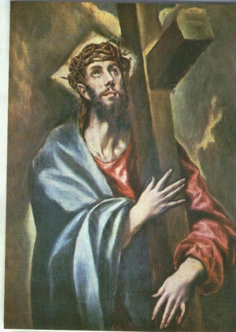 Postal 000418: El Greco: escuela iespañola: Cristo abrazado a la cruz