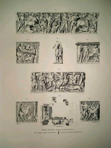 Lamina CATALOGNE, Numero 10: BAXOS RELIEVES antiguos en Barcelona (1813)