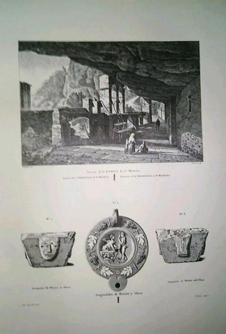 Lamina CATALOGNE, Numero 13: Interior de la Ermita de San Miquel y Antiguedades Mataro y Olesa (1813)