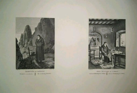 Lamina CATALOGNE, Numero 24: Ermitaño en meditacion e interior de Ermita de San Dimas (1813)