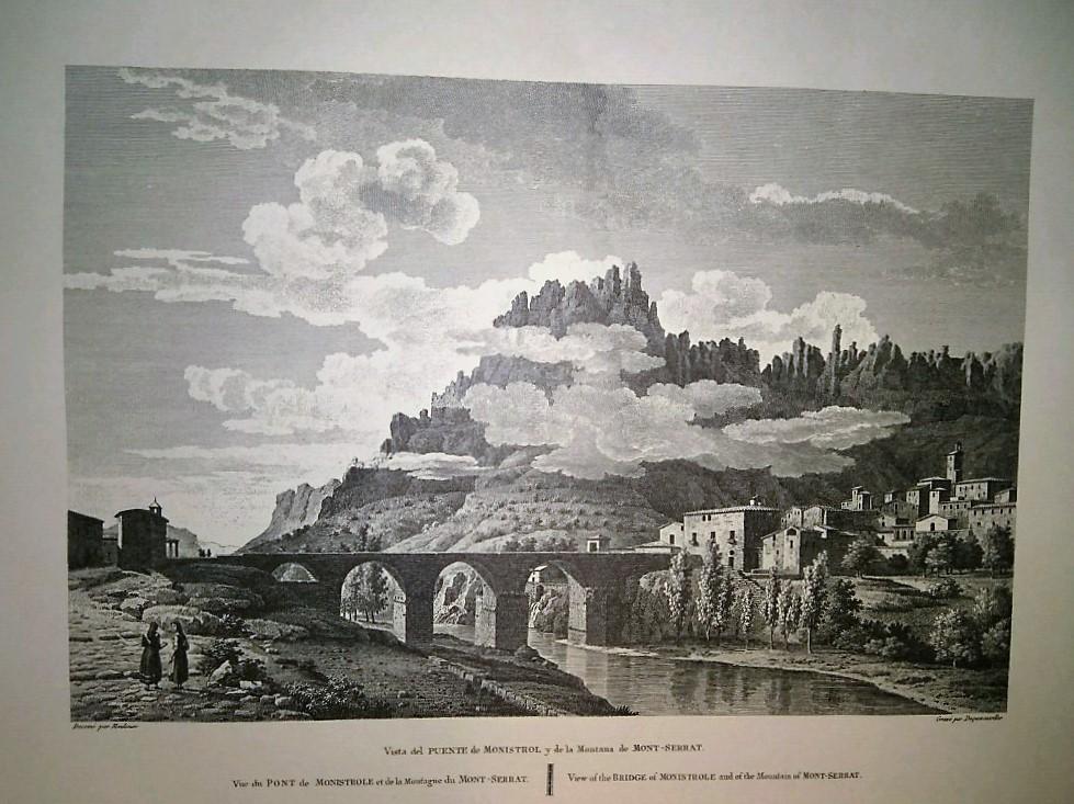 Lamina CATALOGNE, Numero 29: Vista del puente de Monistrol de Montserrat (1813)