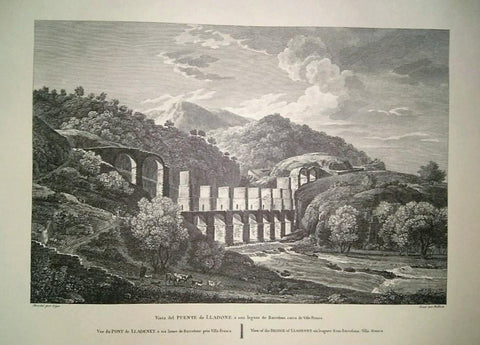 Lamina CATALOGNE, Numero 31: Vista del Puente de LLADONE cerca de Vilafranca (1813)