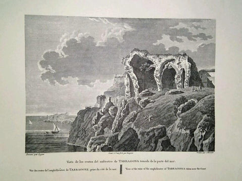 Lamina CATALOGNE, Numero 42: Vista de los restos del Anfiteatro de Tarragona desde el mar  (1813)