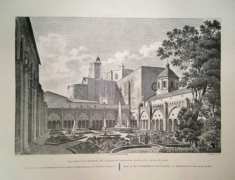 Lamina CATALOGNE, Numero 48: Vista Exterior de Catedral y Claustro de Tarragona (1813)