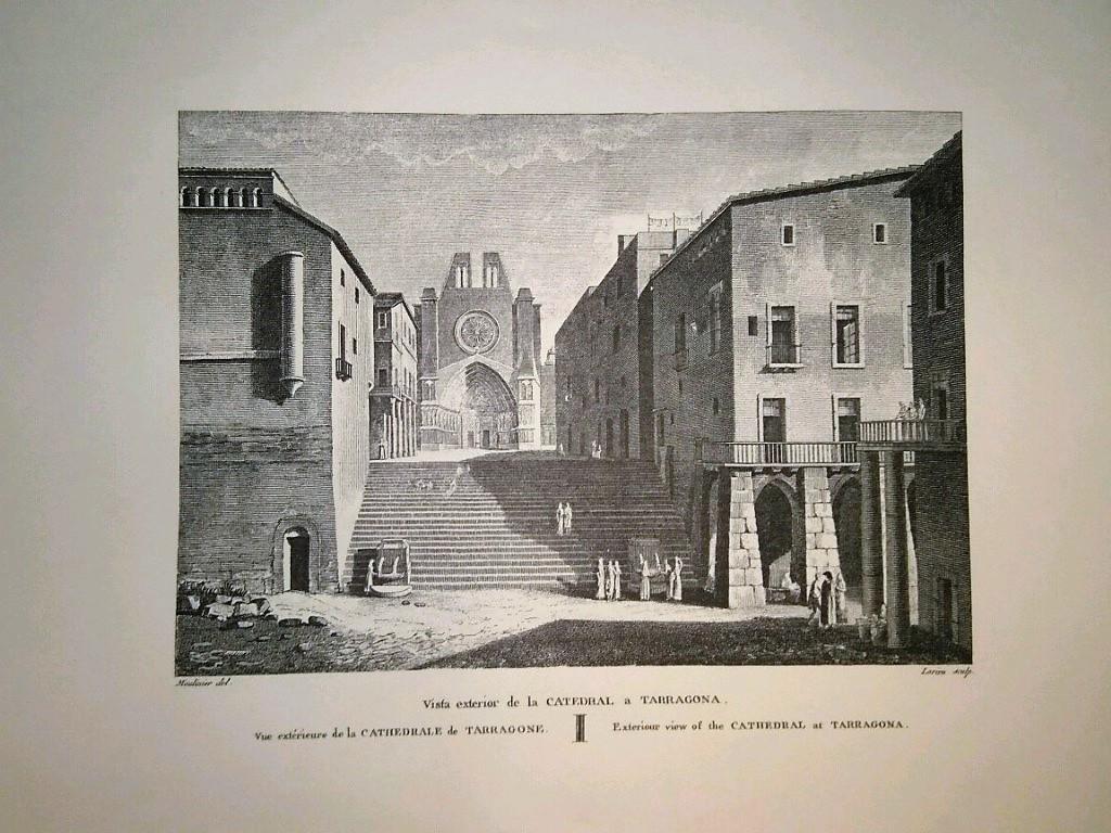 Lamina CATALOGNE, Numero 49: Vista Exterior de la Catedral de Tarragona (1813)