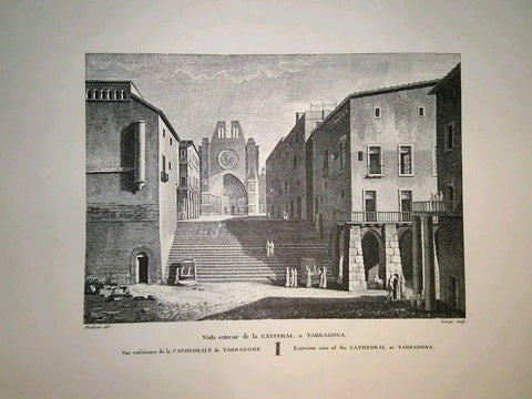 Lamina CATALOGNE, Numero 49: Vista Exterior de la Catedral de Tarragona (1813)