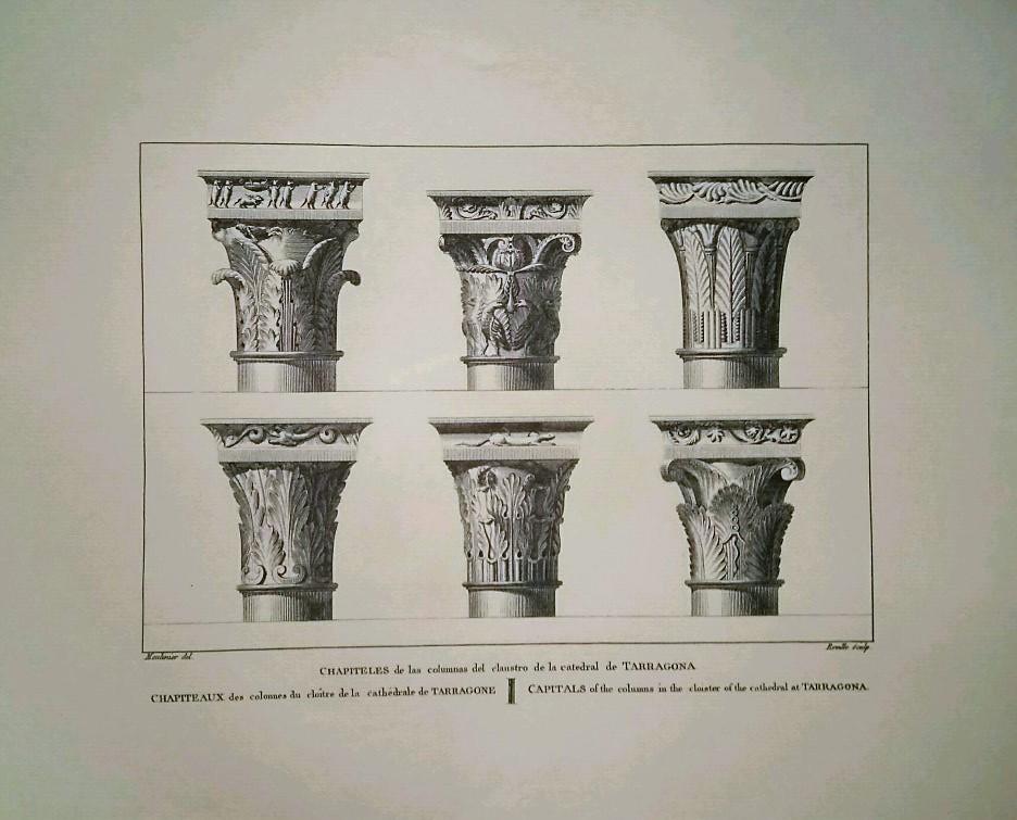 Lamina CATALOGNE, Numero 50: Capiteles de las columnas del Claustro de la Catedral de Tarragona (1813)