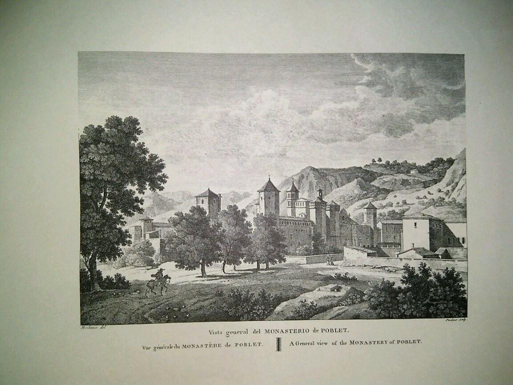 Lamina CATALOGNE, Numero 58: Vista general del Monasterio de Poblet (1813)