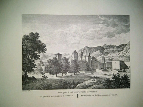 Lamina CATALOGNE, Numero 58: Vista general del Monasterio de Poblet (1813)